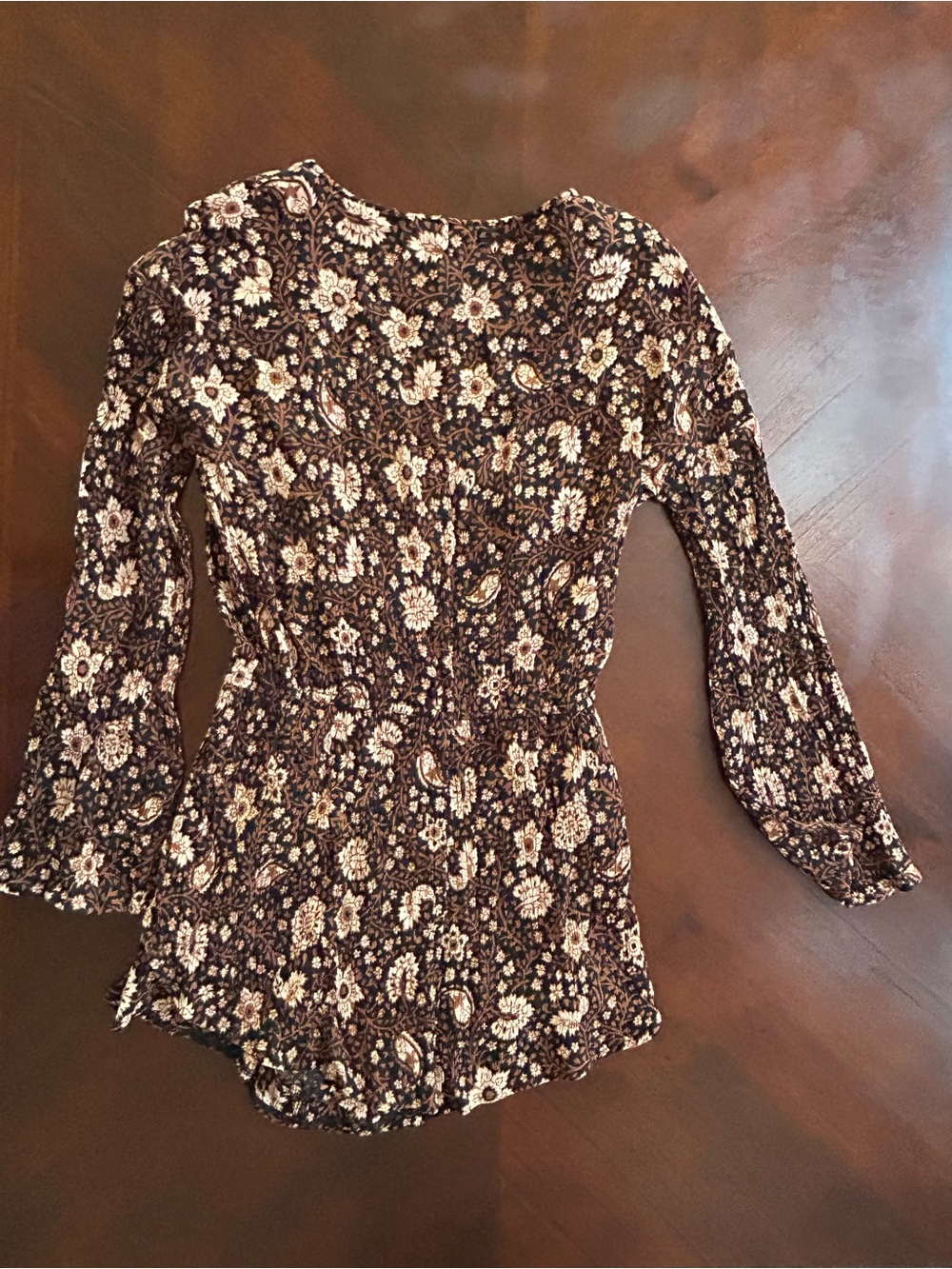 Amuse Society Brown Floral Paisley Long-Sleeve Bodysuit size S